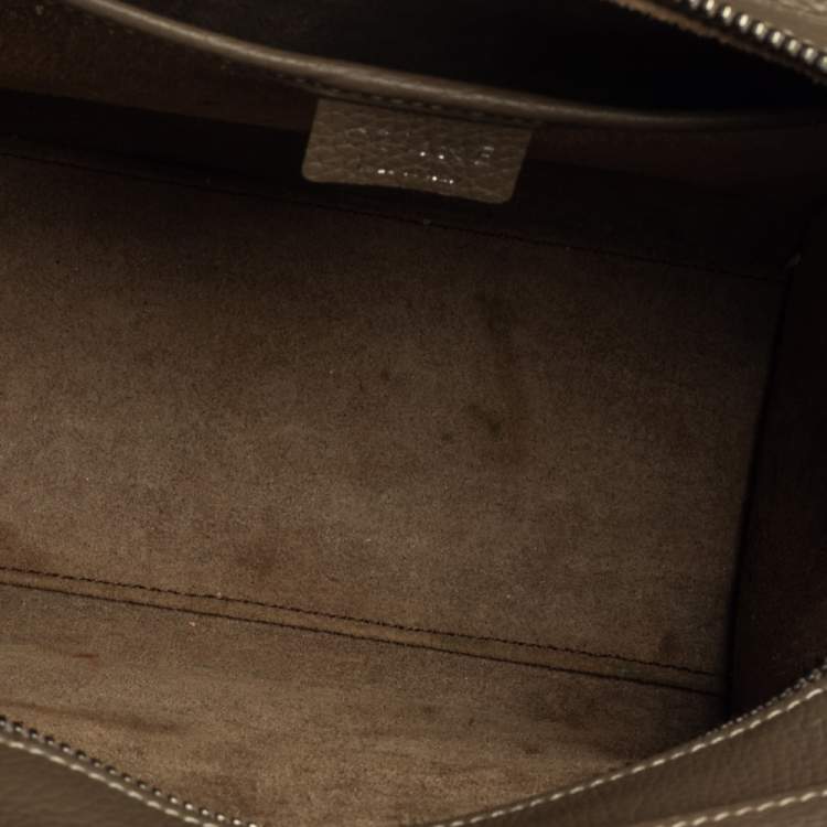 Pre Owned Celine Khaki Leather Nano Luggage Tote