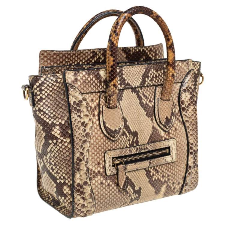 مملوكة مسبقًا Céline Beige/Black Python Nano Luggage Tote