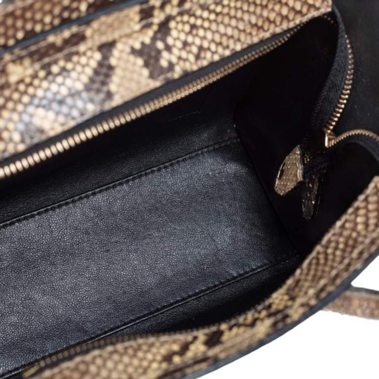 مملوكة مسبقًا Céline Beige/Black Python Nano Luggage Tote