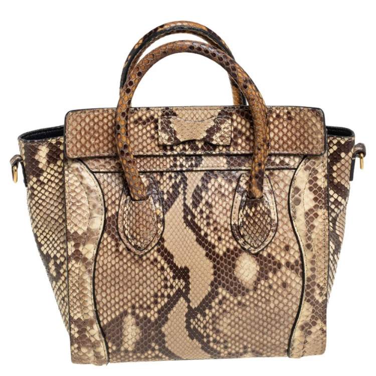 مملوكة مسبقًا Céline Beige/Black Python Nano Luggage Tote