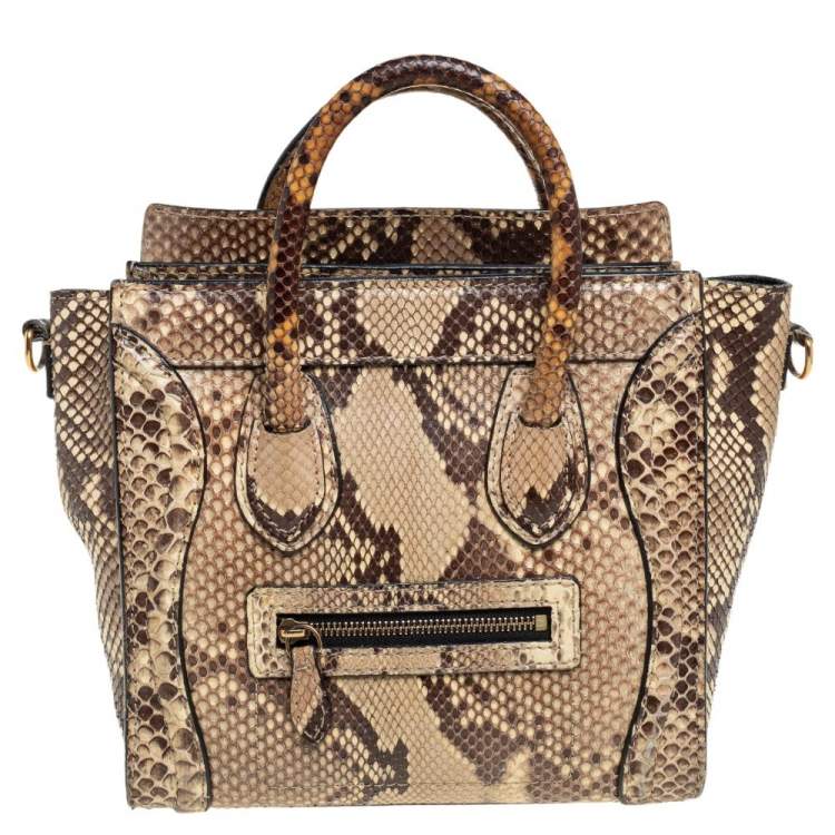 مملوكة مسبقًا Céline Beige/Black Python Nano Luggage Tote