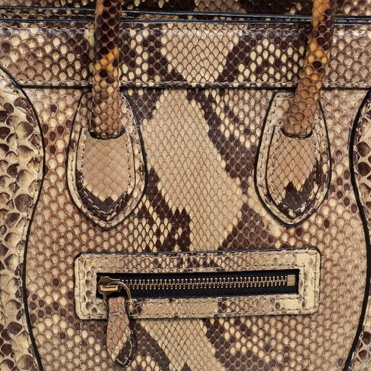 مملوكة مسبقًا Céline Beige/Black Python Nano Luggage Tote