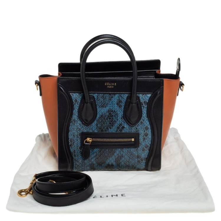 Pre Owned Céline Tri Color Leather and Python Nano Luggage Tote