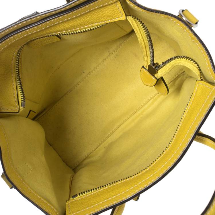 Pre Owned Céline Yellow Leather Nano Luggage Tote
