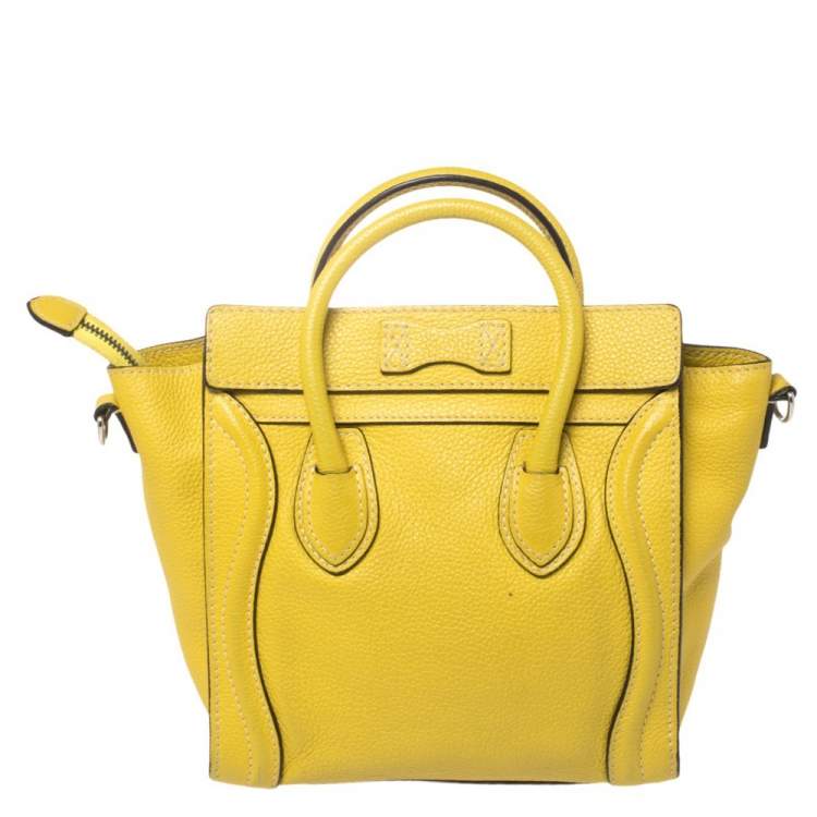 Pre Owned Céline Yellow Leather Nano Luggage Tote