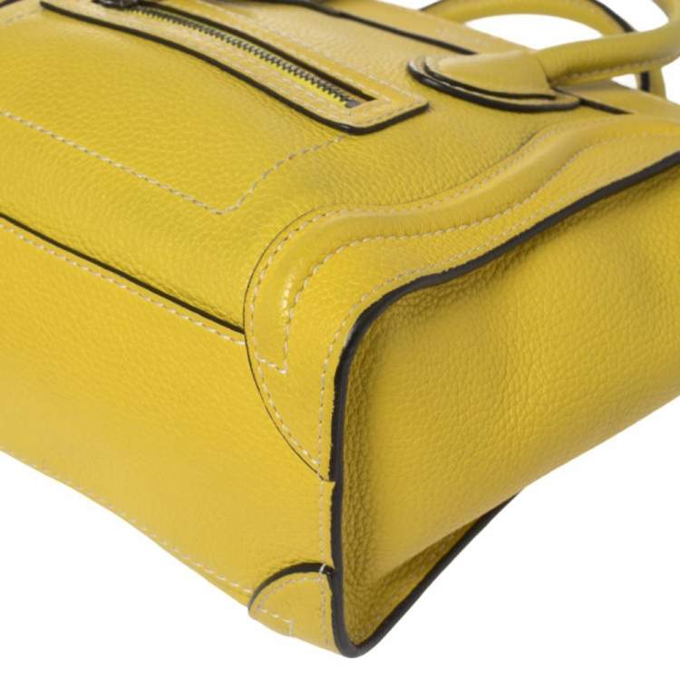 Pre Owned Céline Yellow Leather Nano Luggage Tote