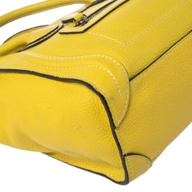 Pre Owned Céline Yellow Leather Nano Luggage Tote