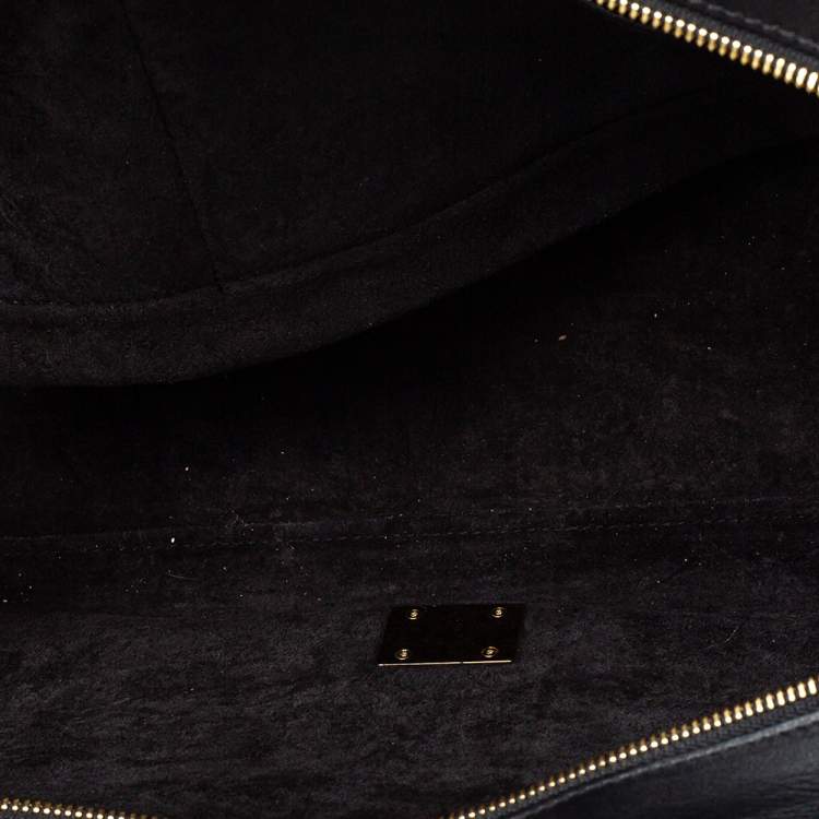 Pre Owned Celine Black/Brown Python and Leather Medium Trapeze Top Handle Bag
