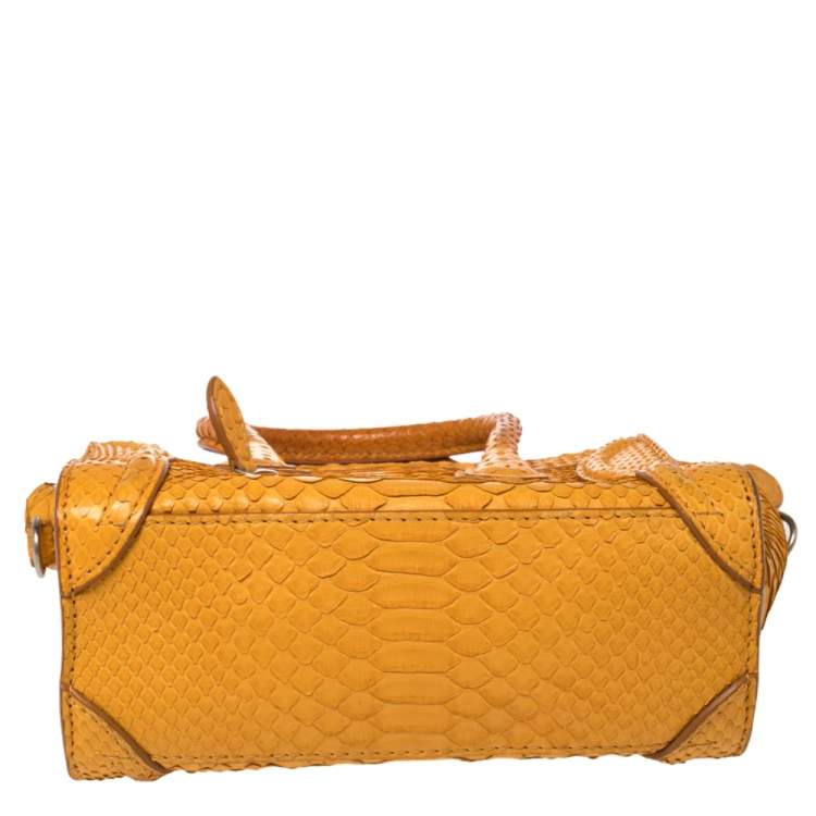 Pre Owned Celine Yellow Python Nano Luggage Tote