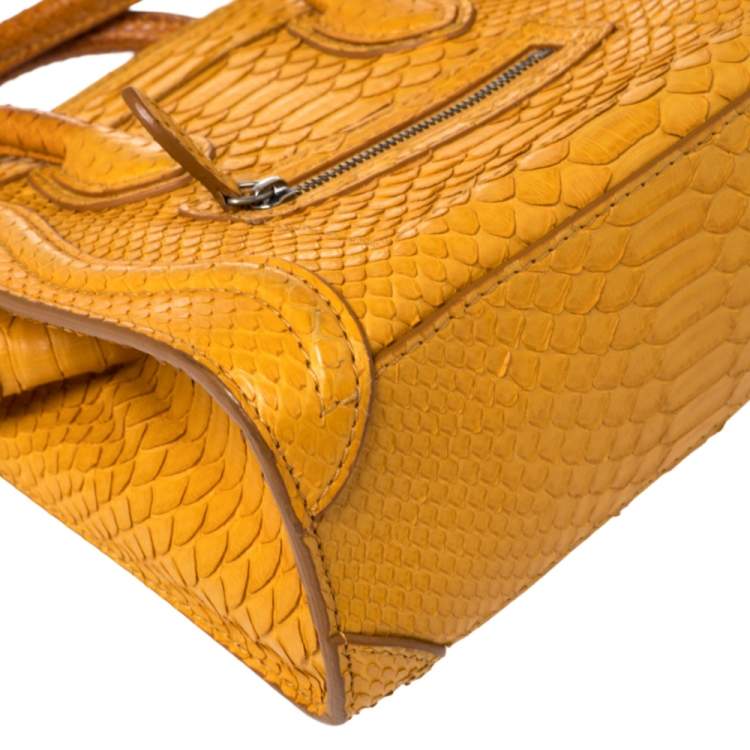 Pre Owned Celine Yellow Python Nano Luggage Tote