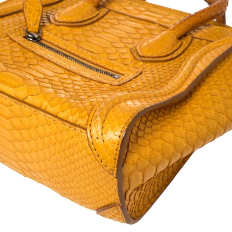Pre Owned Celine Yellow Python Nano Luggage Tote