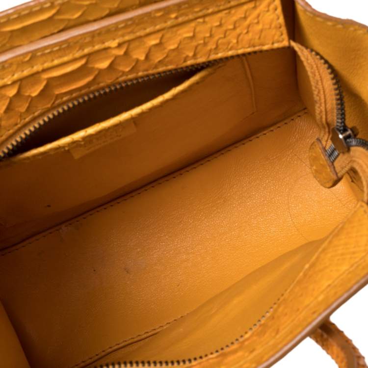 Pre Owned Celine Yellow Python Nano Luggage Tote