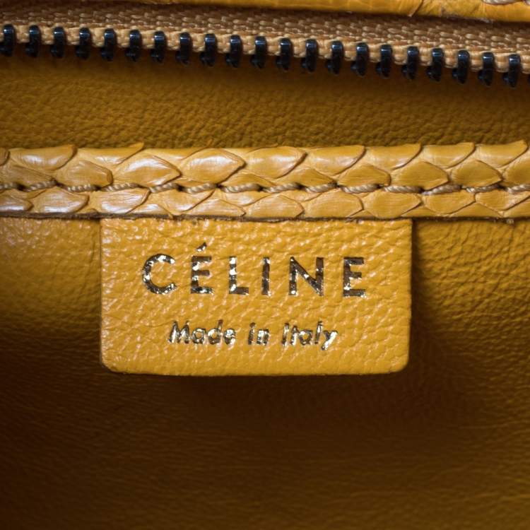 Pre Owned Celine Yellow Python Nano Luggage Tote