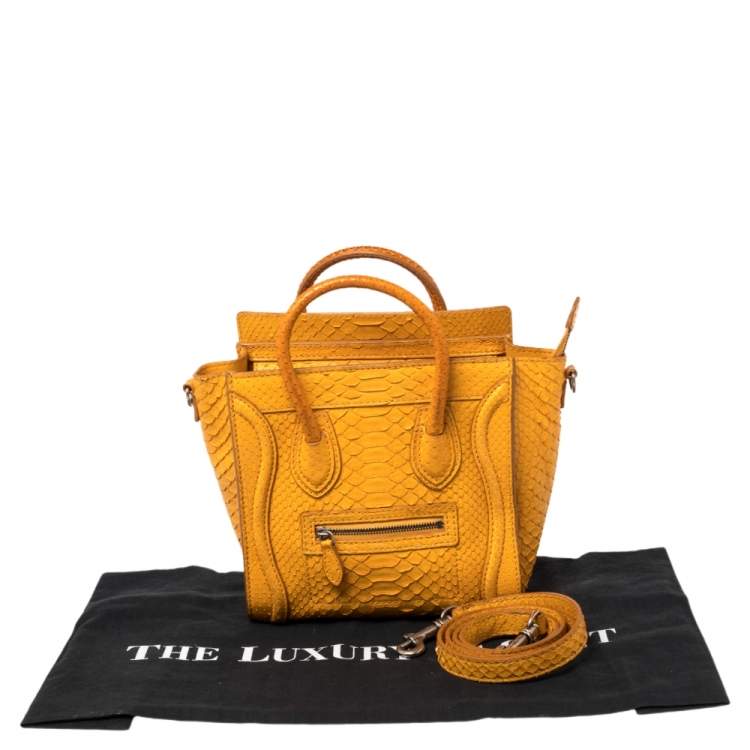 Pre Owned Celine Yellow Python Nano Luggage Tote