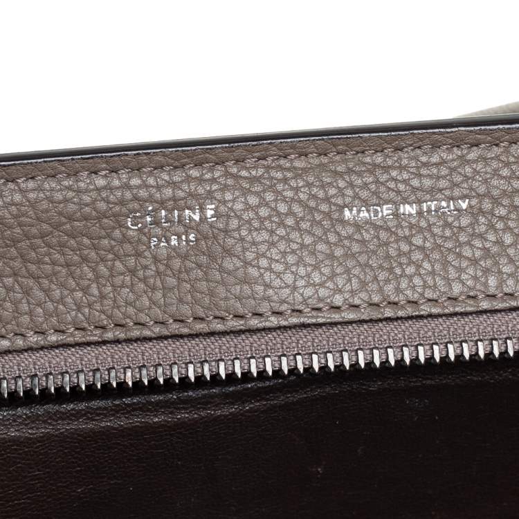 Pre Owned Celine Brown/Grey Leather and Suede Medium Trapeze Top Handle Bag