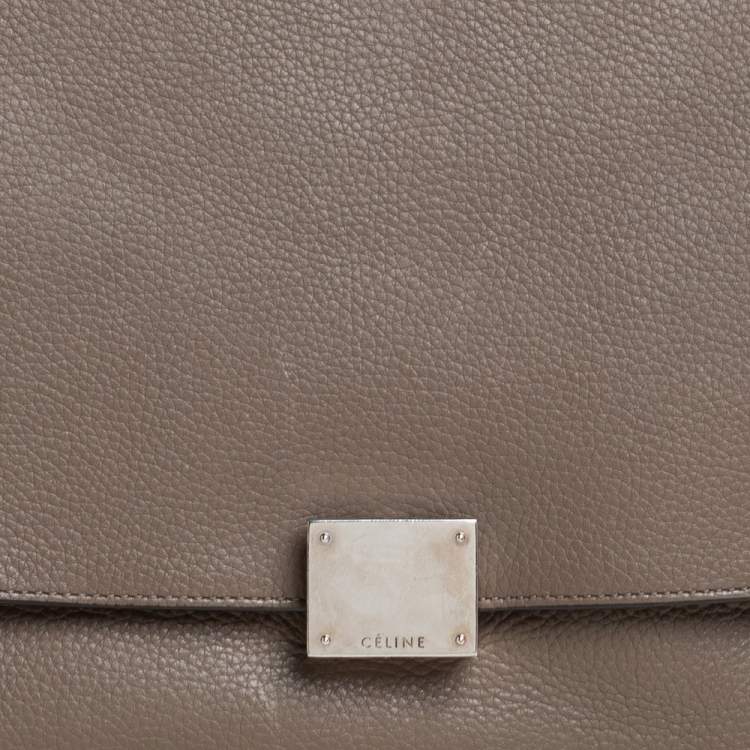 Pre Owned Celine Brown/Grey Leather and Suede Medium Trapeze Top Handle Bag