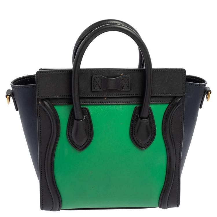 Pre Owned Celine Leather Celine Tri Color Leather Nano Luggage Tote