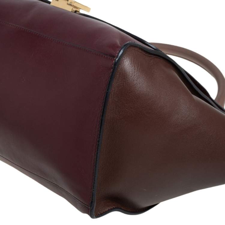 Pre Owned Celine Tri Color Leather Medium Trapeze Top Handle Bag