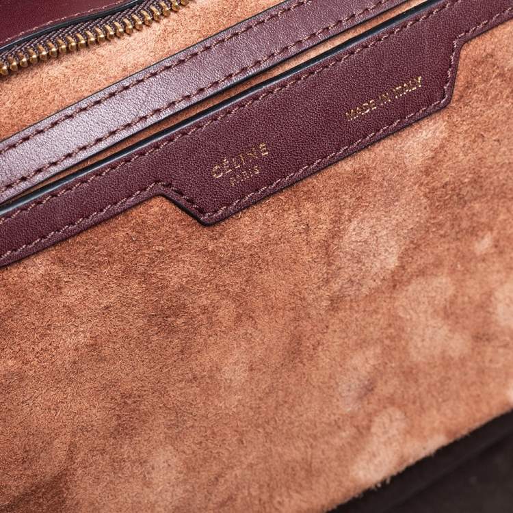 Pre Owned Celine Tri Color Leather Medium Trapeze Top Handle Bag