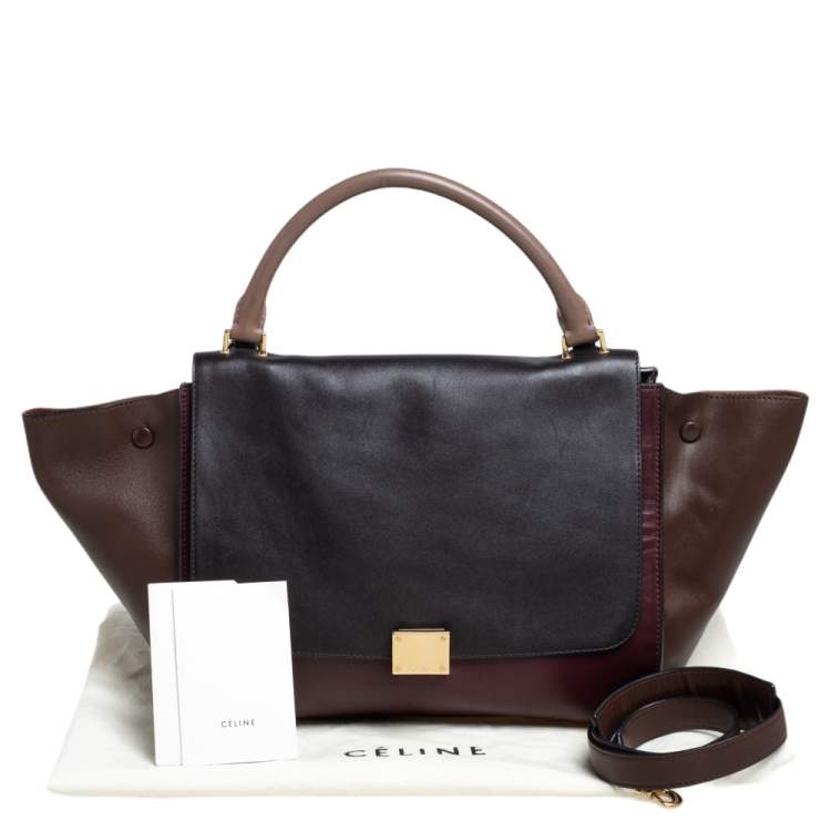 Pre Owned Celine Tri Color Leather Medium Trapeze Top Handle Bag