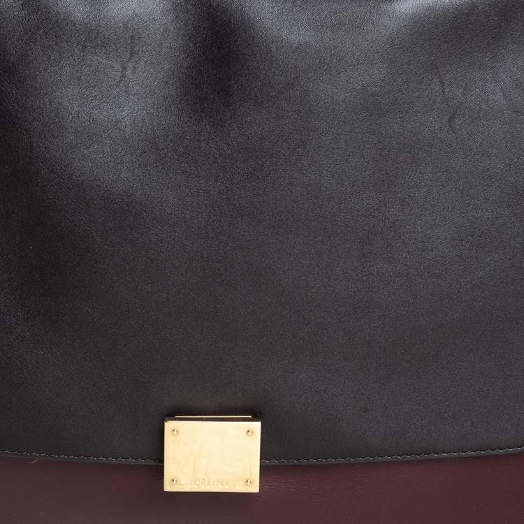 Pre Owned Celine Tri Color Leather Medium Trapeze Top Handle Bag