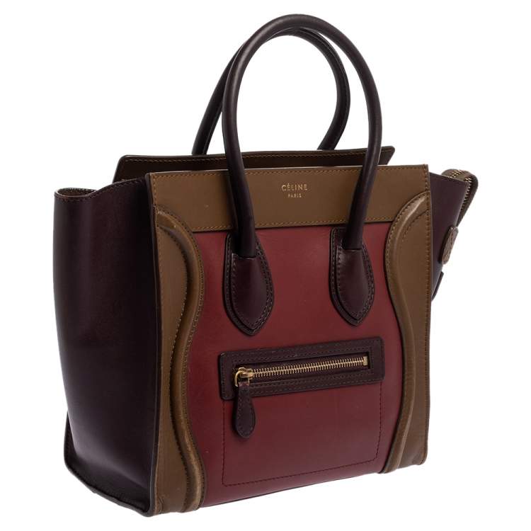 Pre Owned Celine Tri Color Leather Micro Luggage Tote