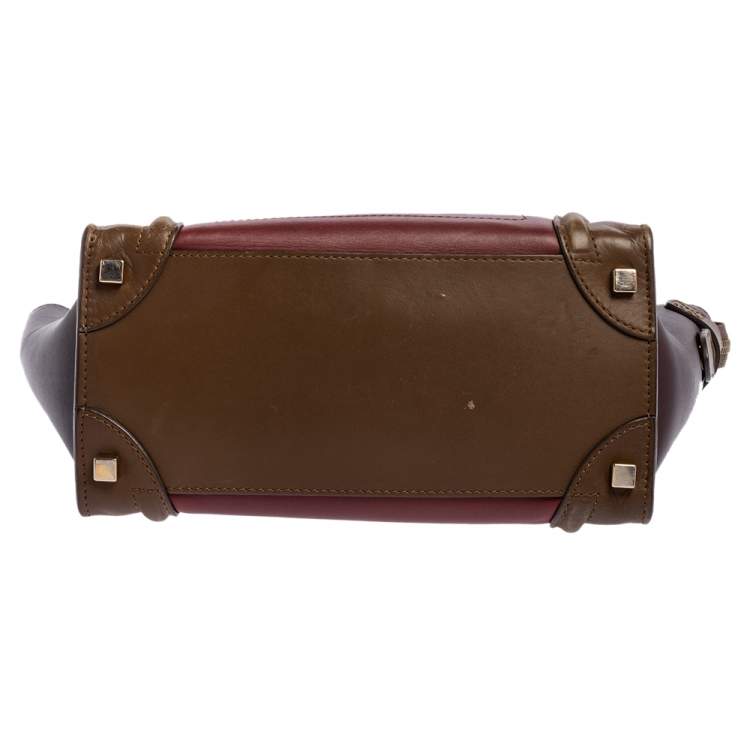 Pre Owned Celine Tri Color Leather Micro Luggage Tote