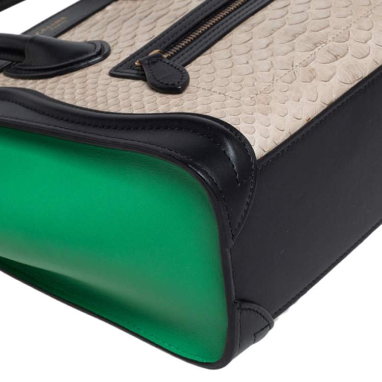 Pre Owned Céline Tri Color Python and Leather Trim Nano Luggage Tote
