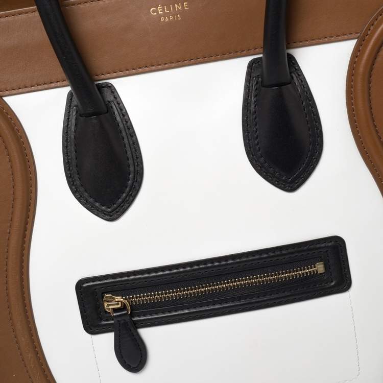 Pre Owned Celine Tri Color Leather Mini Luggage Tote