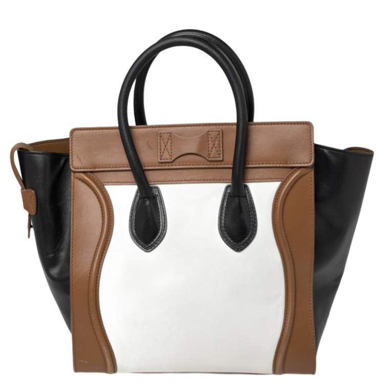 Pre Owned Celine Tri Color Leather Mini Luggage Tote