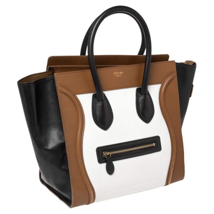 Pre Owned Celine Tri Color Leather Mini Luggage Tote