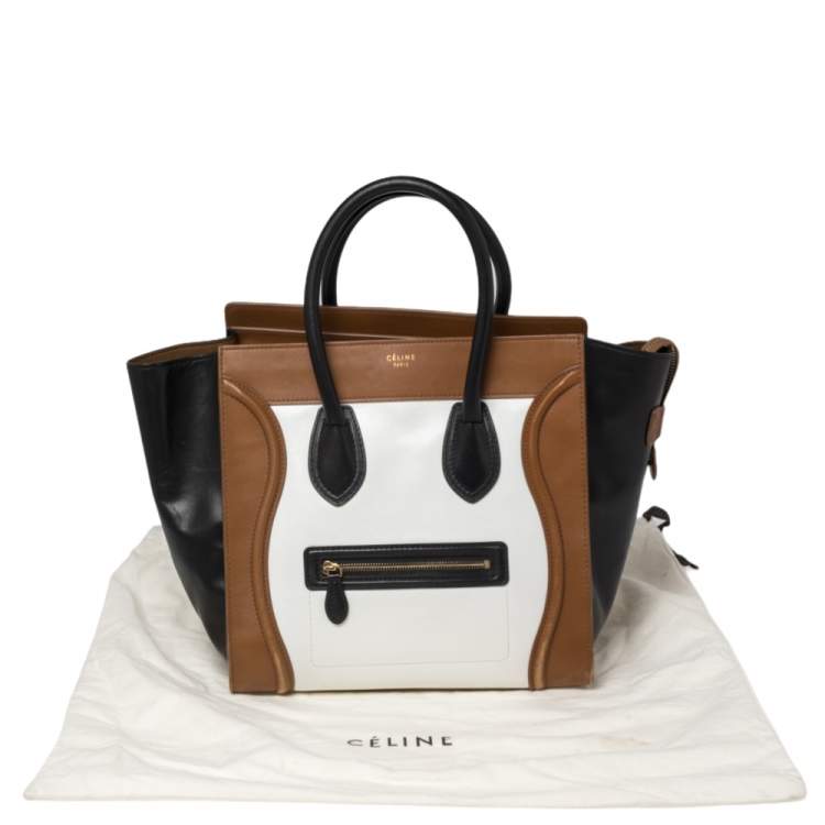 Pre Owned Celine Tri Color Leather Mini Luggage Tote