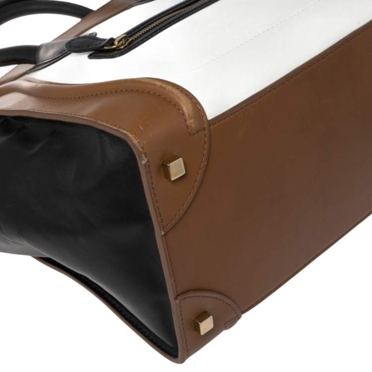 Pre Owned Celine Tri Color Leather Mini Luggage Tote
