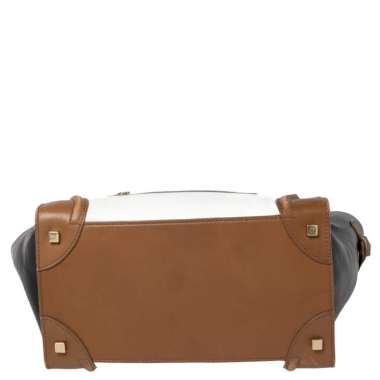 Pre Owned Celine Tri Color Leather Mini Luggage Tote