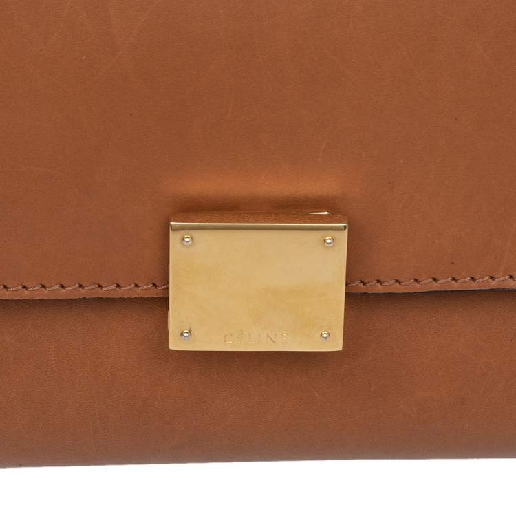 Pre Owned Celine Brown Leather And Suede Medium Trapeze Top Handle Bag