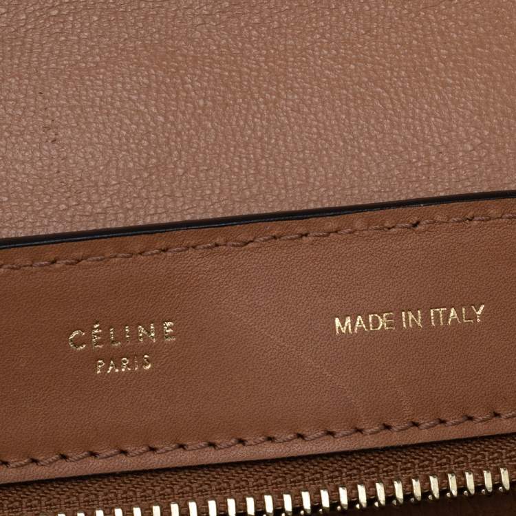 Pre Owned Celine Brown Leather And Suede Medium Trapeze Top Handle Bag