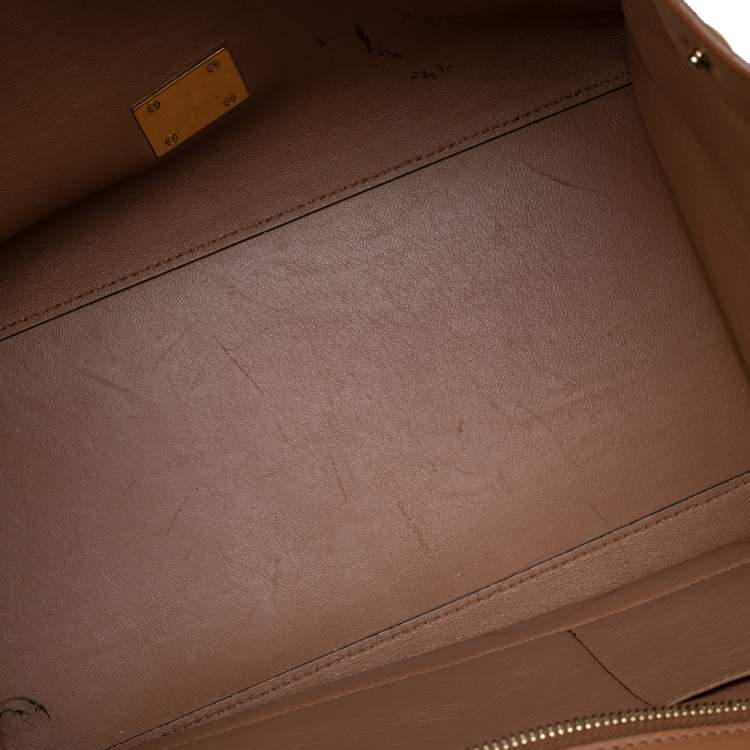 Pre Owned Celine Brown Leather And Suede Medium Trapeze Top Handle Bag