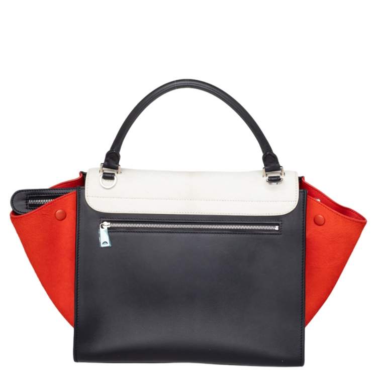 Pre Owned Celine Multicolor Calf Hair and Leather Medium Trapeze Top Handle Bag