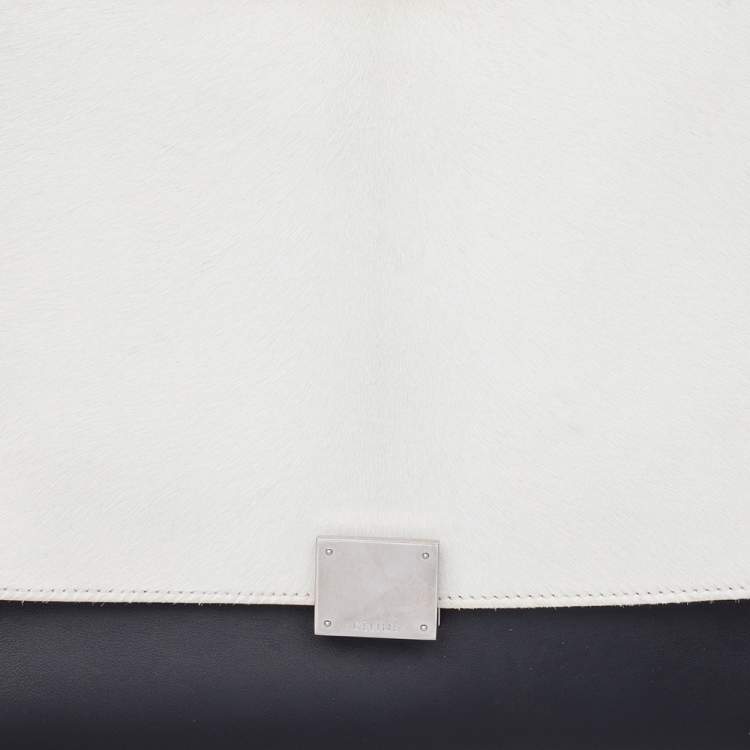 Pre Owned Celine Multicolor Calf Hair and Leather Medium Trapeze Top Handle Bag