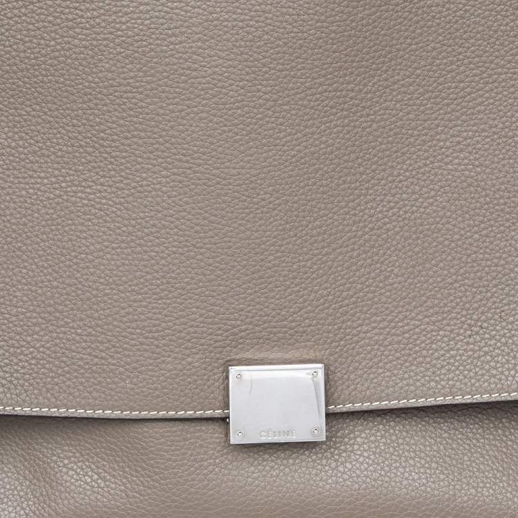 Pre Owned Celine Grey Leather And Suede Medium Trapeze Top Handle Bag