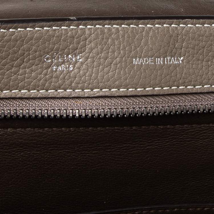 Pre Owned Celine Grey Leather And Suede Medium Trapeze Top Handle Bag