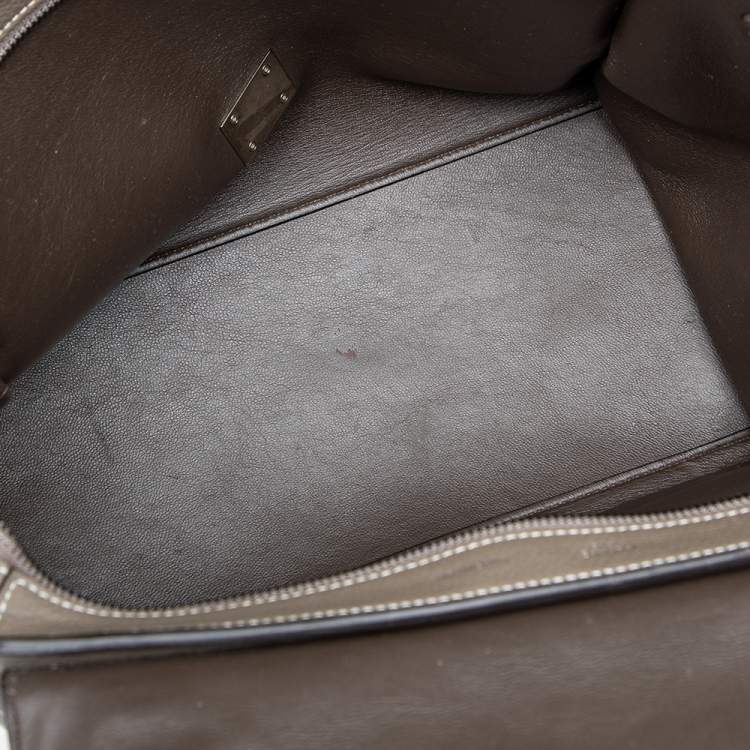 Pre Owned Celine Grey Leather And Suede Medium Trapeze Top Handle Bag