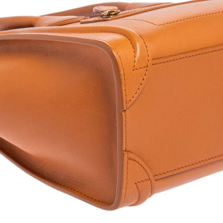Pre Owned Celine Caramel Brown Leather Nano Luggage Tote