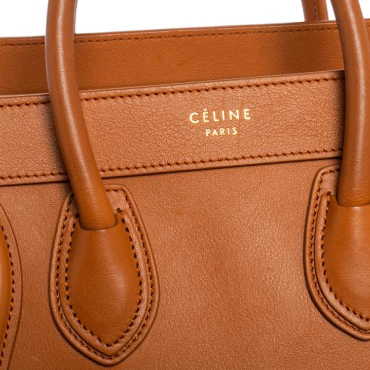 Pre Owned Celine Caramel Brown Leather Nano Luggage Tote