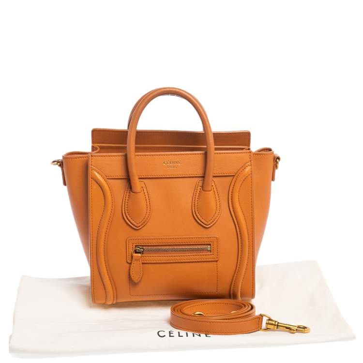Pre Owned Celine Caramel Brown Leather Nano Luggage Tote