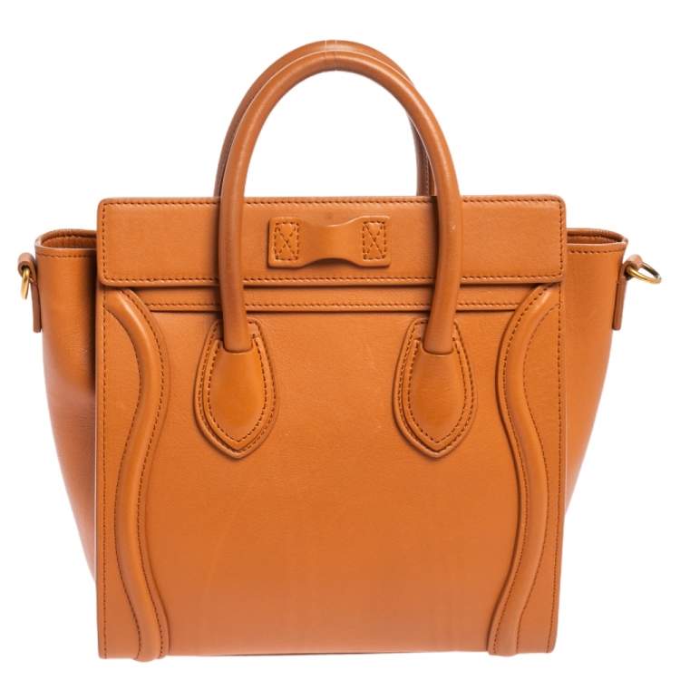 Pre Owned Celine Caramel Brown Leather Nano Luggage Tote