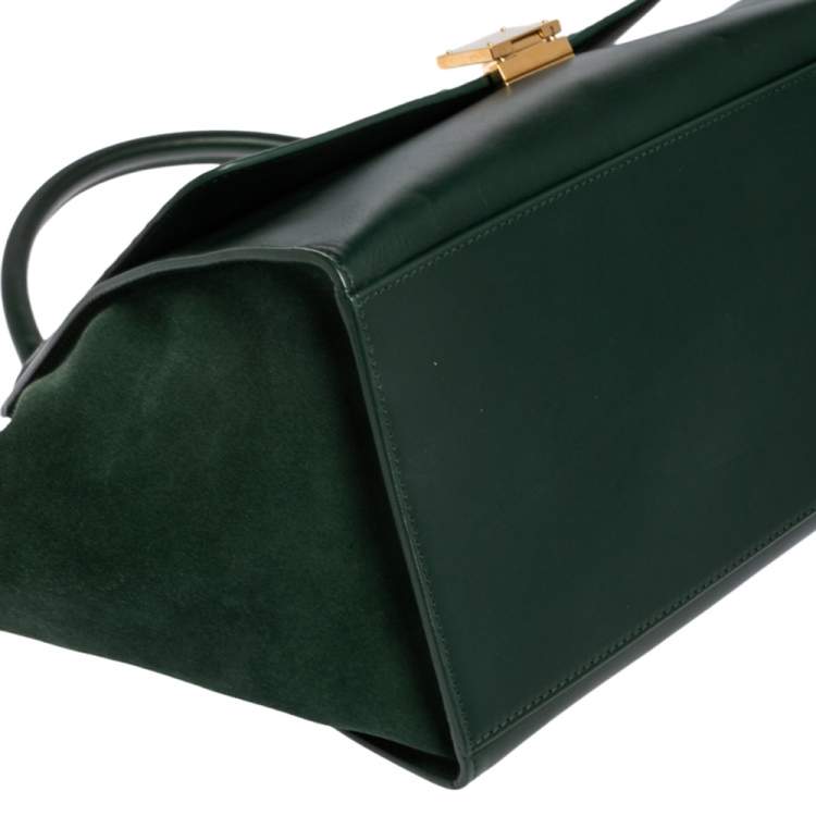 Pre Owned Celine Green Crocodile/Leather And Suede Medium Trapeze Bag