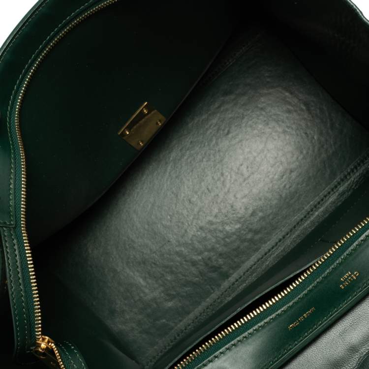 Pre Owned Celine Green Crocodile/Leather And Suede Medium Trapeze Bag