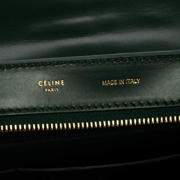 Pre Owned Celine Green Crocodile/Leather And Suede Medium Trapeze Bag