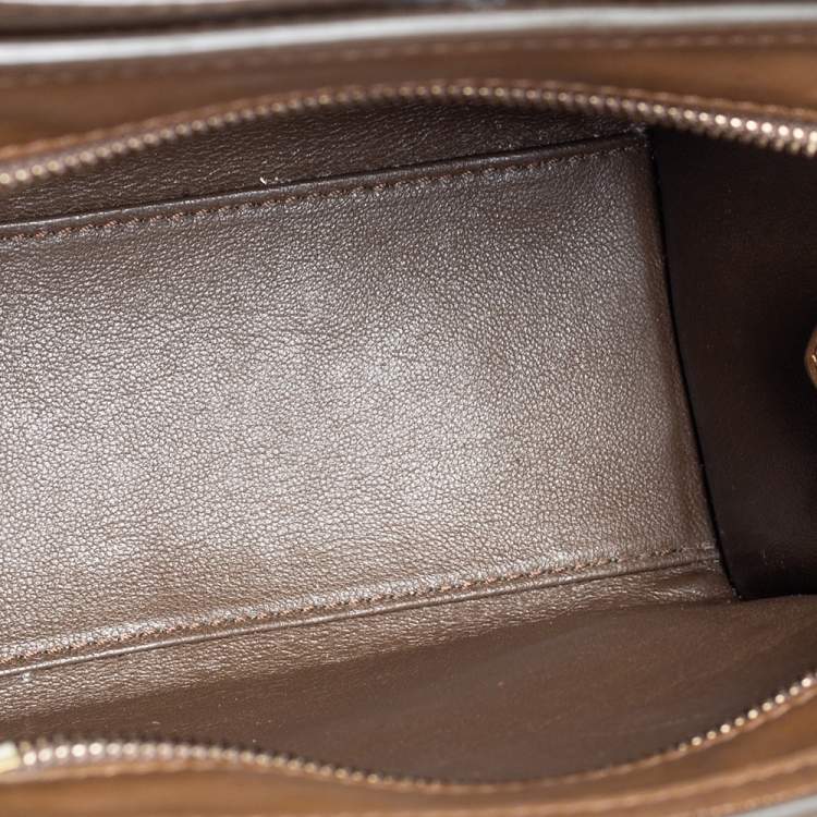 Pre Owned Celine Tricolor Leather and Suede Nano Luggage Tote